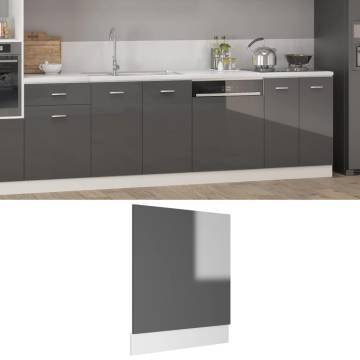 High Gloss Grey Dishwasher Panel - 59.5x3x67 cm | HipoMarket