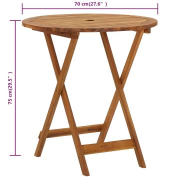 Folding Garden Table 70 cm - Solid Acacia Wood | HipoMarket