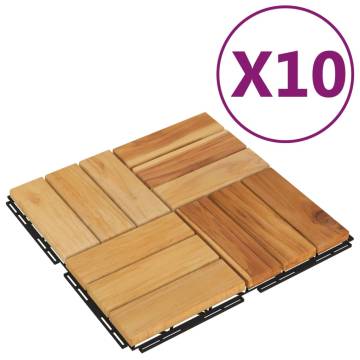 Decking Tiles 10 pcs Solid Wood Teak 30x30 cm | HipoMarket