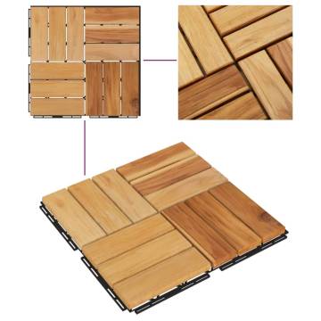 Decking Tiles 10 pcs Solid Wood Teak 30x30 cm | HipoMarket