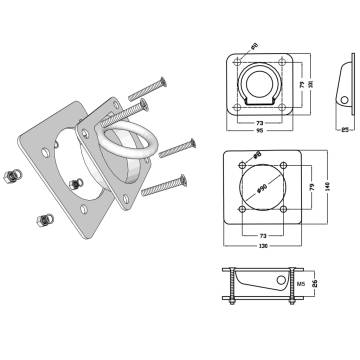 Lashing Rings for Trailers - 6 pcs Galvanised Steel, 2000 kg