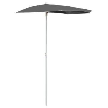 Garden Half Parasol with Pole - Anthracite 180x90 cm