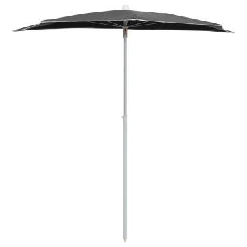 Garden Half Parasol with Pole - Anthracite 180x90 cm