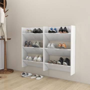 High Gloss White Wall Shoe Cabinets - 2 pcs | HipoMarket