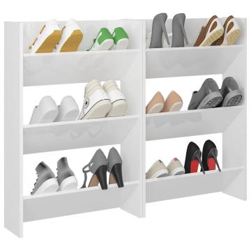 High Gloss White Wall Shoe Cabinets - 2 pcs | HipoMarket