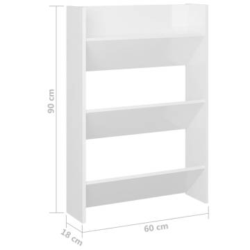 High Gloss White Wall Shoe Cabinets - 2 pcs | HipoMarket