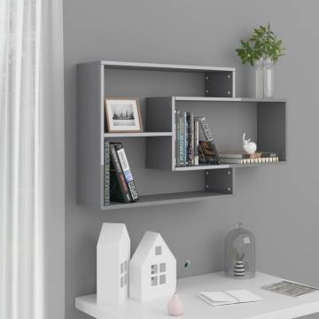 High Gloss Grey Wall Shelf - Stylish & Practical Storage