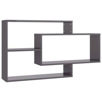 High Gloss Grey Wall Shelf - Stylish & Practical Storage