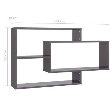 High Gloss Grey Wall Shelf - Stylish & Practical Storage