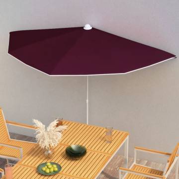 Garden Half Parasol Bordeaux Red 180x90 cm | HipoMarket UK