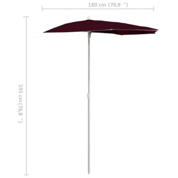 Garden Half Parasol Bordeaux Red 180x90 cm | HipoMarket UK