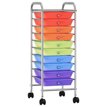 10-Drawer Mobile Storage Trolley - Multicolour Plastic