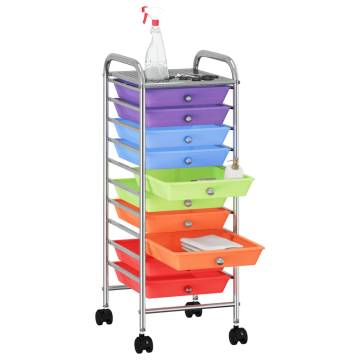 10-Drawer Mobile Storage Trolley - Multicolour Plastic