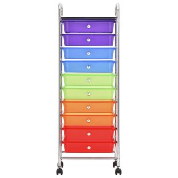 10-Drawer Mobile Storage Trolley - Multicolour Plastic