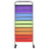 10-Drawer Mobile Storage Trolley - Multicolour Plastic