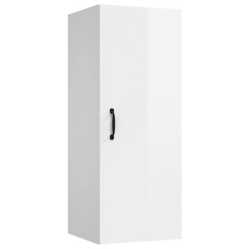 High Gloss White Hanging Wall Cabinet | 34.5x34x90 cm