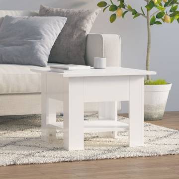 Modern High Gloss White Coffee Table - 55x55x42 cm