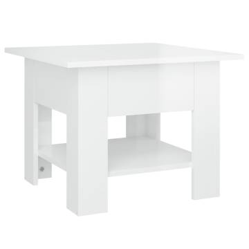 Modern High Gloss White Coffee Table - 55x55x42 cm