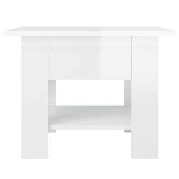 Modern High Gloss White Coffee Table - 55x55x42 cm