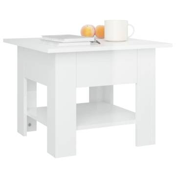 Modern High Gloss White Coffee Table - 55x55x42 cm