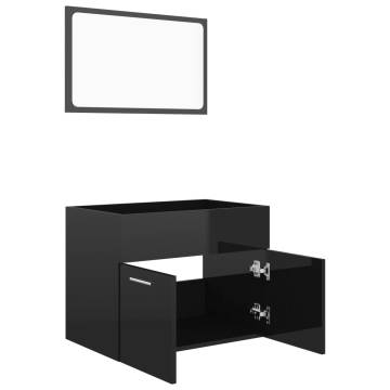 2 Piece Bathroom Furniture Set - High Gloss Black & Stylish