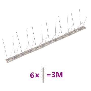 4-Row Stainless Steel Bird Spikes Set of 6 - 3m | Hipomarket