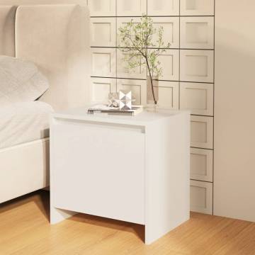 Elegant High Gloss White Bedside Cabinet - 45x34x44.5 cm