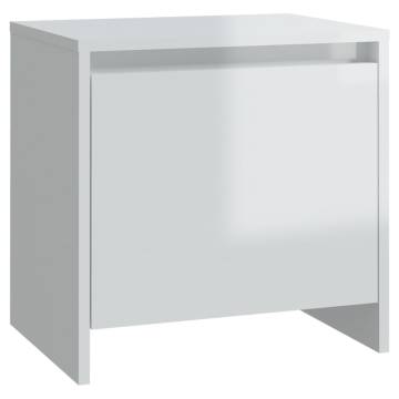 Elegant High Gloss White Bedside Cabinet - 45x34x44.5 cm