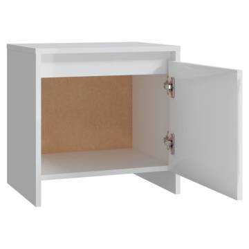 Elegant High Gloss White Bedside Cabinet - 45x34x44.5 cm