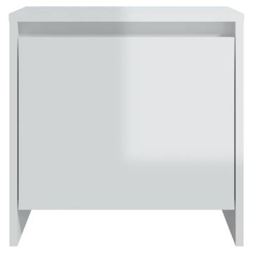 Elegant High Gloss White Bedside Cabinet - 45x34x44.5 cm