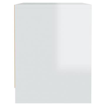 Elegant High Gloss White Bedside Cabinet - 45x34x44.5 cm