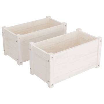 Garden Planters 2 pcs | White Solid Pinewood - Hipomarket