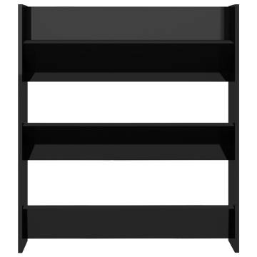 High Gloss Black Wall Shoe Cabinet - 80x18x90 cm