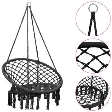 Hammock Swing Chair 80 cm Anthracite - Perfect for Kids Fun