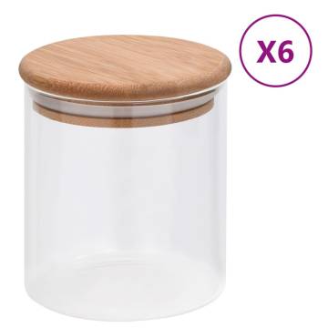 Storage Glass Jars with Bamboo Lid - 6 pcs 600 ml Set