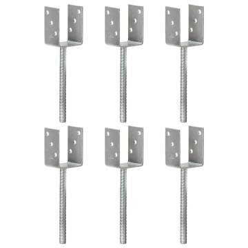 Fence Anchors 6 pcs - Silver Galvanised Steel | HipoMarket