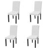 Straight Stretchable Chair Cover - 4 pcs White | HipoMarket