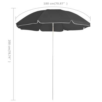 Outdoor Parasol with Steel Pole - Anthracite 180 cm