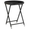 Tea Table Black 60 cm Poly Rattan and Tempered Glass Colour black Quantity in Package 1 Material glass 