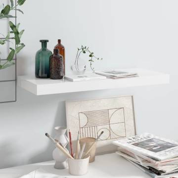 Floating Wall Shelf High Gloss White - Stylish Decor 60x23.5cm