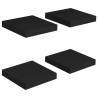 Floating Wall Shelves - Stylish Black MDF - 4 pcs