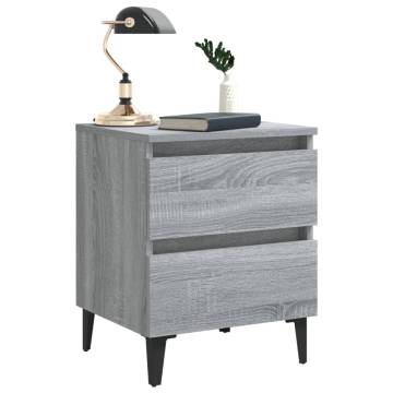 Stylish Grey Sonoma Bed Cabinet with Metal Legs - 40x35x50 cm