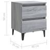 Stylish Grey Sonoma Bed Cabinet with Metal Legs - 40x35x50 cm