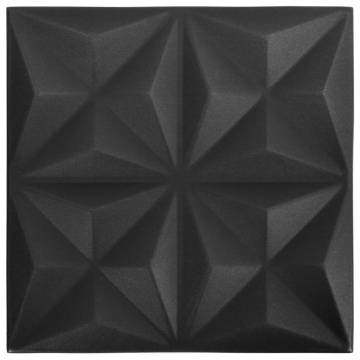 3D Wall Panels 12 pcs 50x50 cm Origami Black - Hipomarket