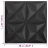 3D Wall Panels 12 pcs 50x50 cm Origami Black - Hipomarket