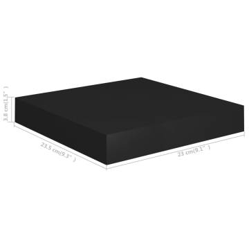 Floating Wall Shelves - Stylish Black MDF - 4 pcs