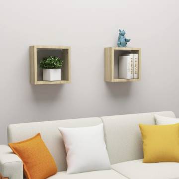 Wall Cube Shelves 2 pcs Sonoma Oak - Stylish Storage Solution