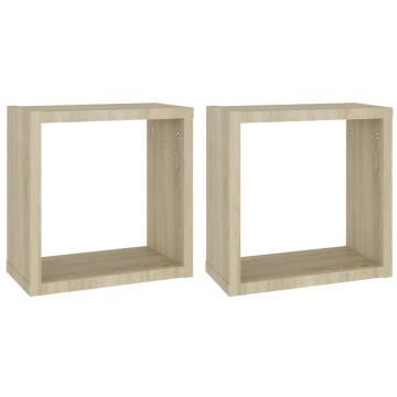 Wall Cube Shelves 2 pcs Sonoma Oak - Stylish Storage Solution