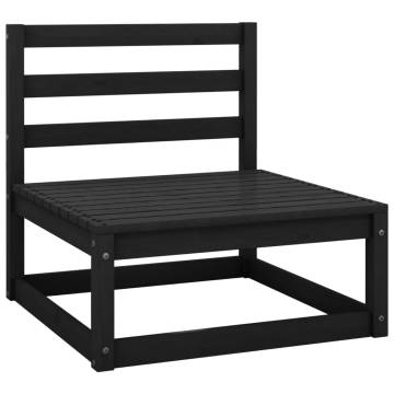 Garden Middle Sofa - Black Solid Pine Wood | Hipomarket UK