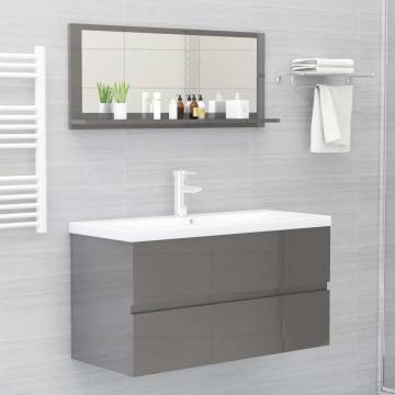 High Gloss Grey Bathroom Mirror - Stylish & Functional | HipoMarket